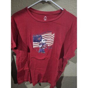 Disney Minnie Mouse American Gal Red T-shirt Y2K Women's Large Short Sleeve